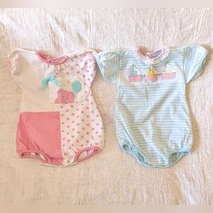 Vintage 80s 90s Toddler Pastel Animal Bubble Rompers